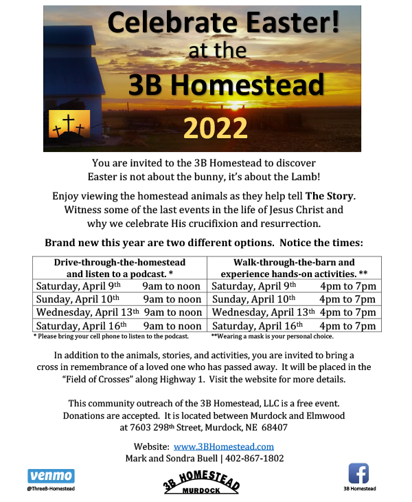 Celebrate Easter 2022 at The 3B Homestead SM