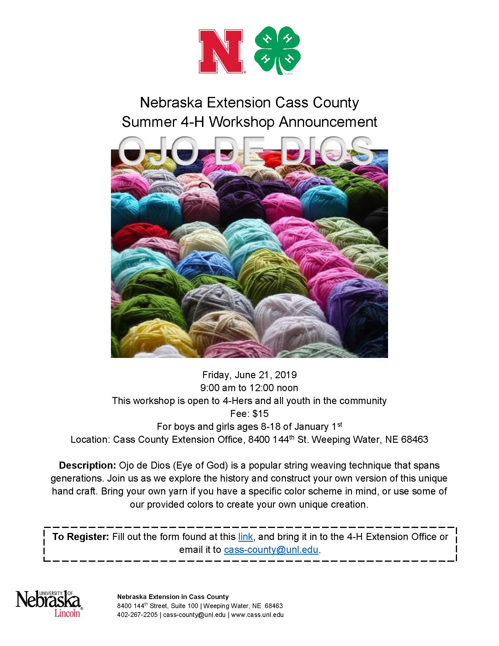 2019 OJO De Dios workshps flyer