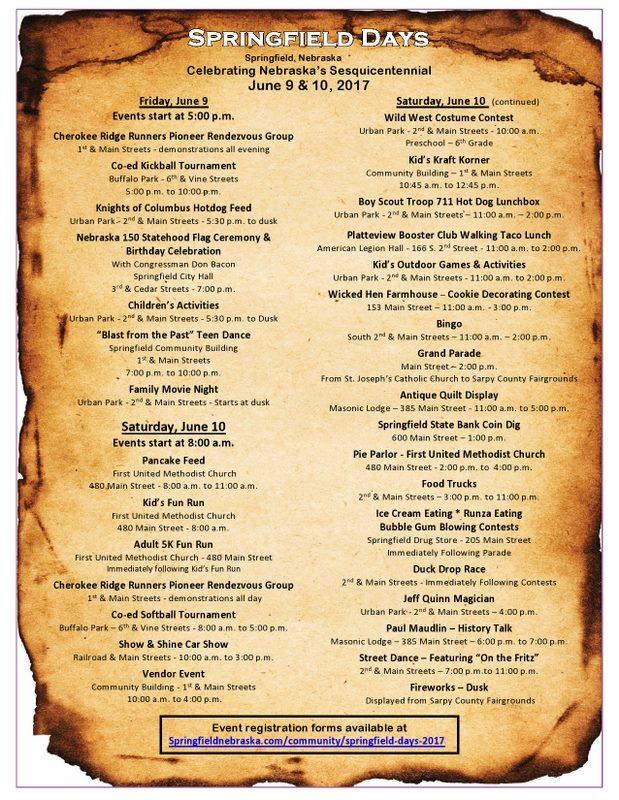 Springfield Days Agenda 2017