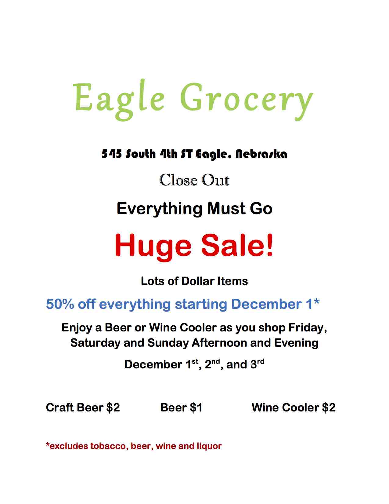 eagle grocery ad for newsletter